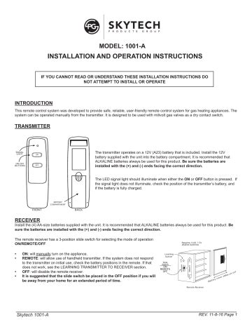 skytech 1001 a manual